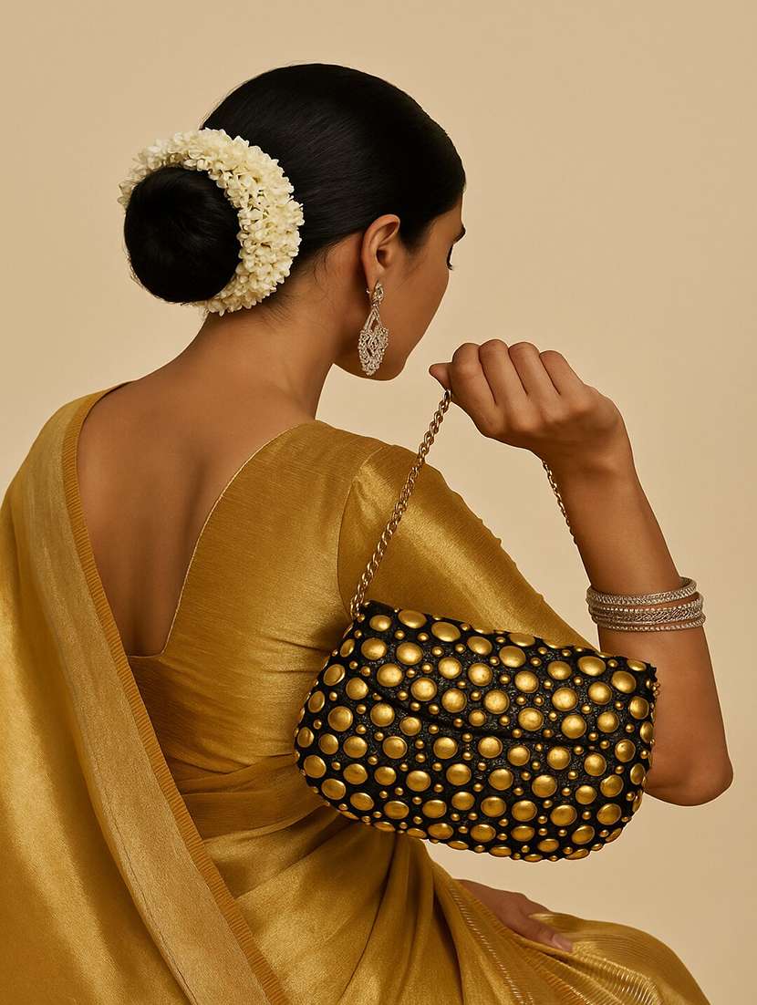 women embellished black clutch - 22225201 -  Standard Image - 1