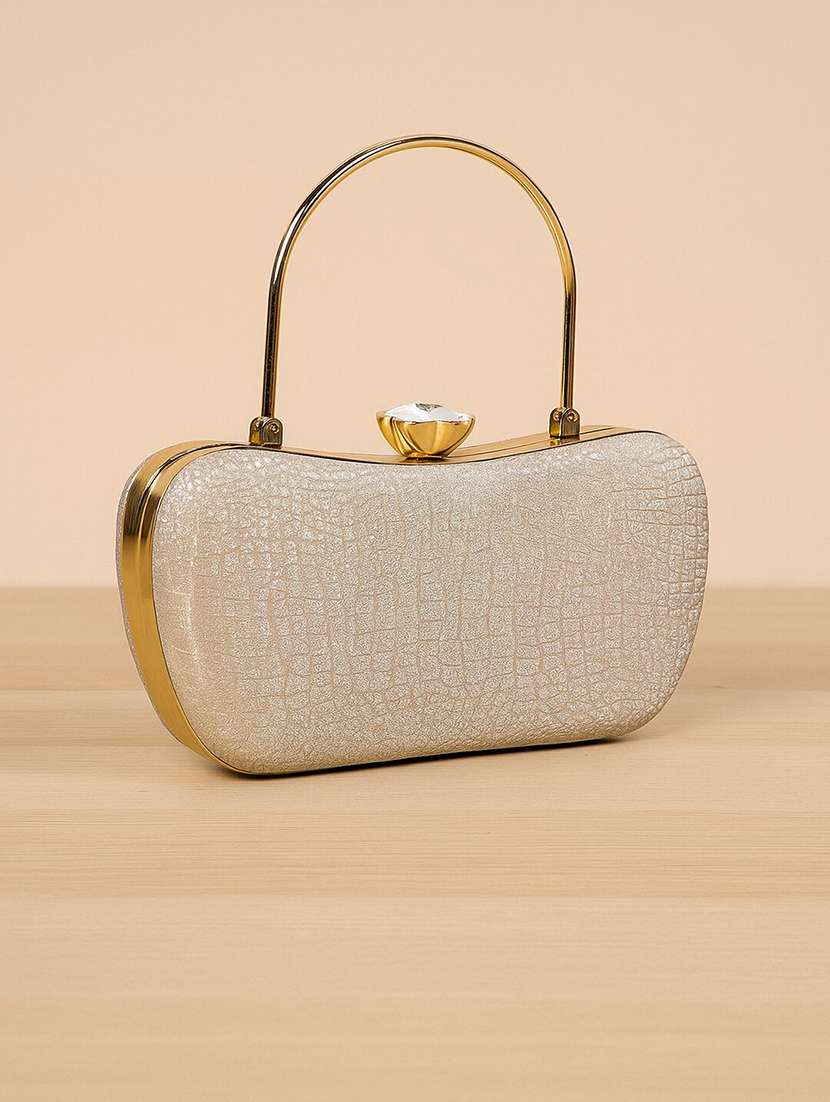 silver clutch with metal handle - 22225202 -  Standard Image - 4