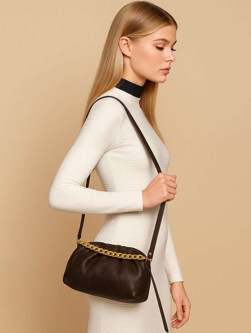 women brown chain design handbag - 22225204 -  Standard Image - 1