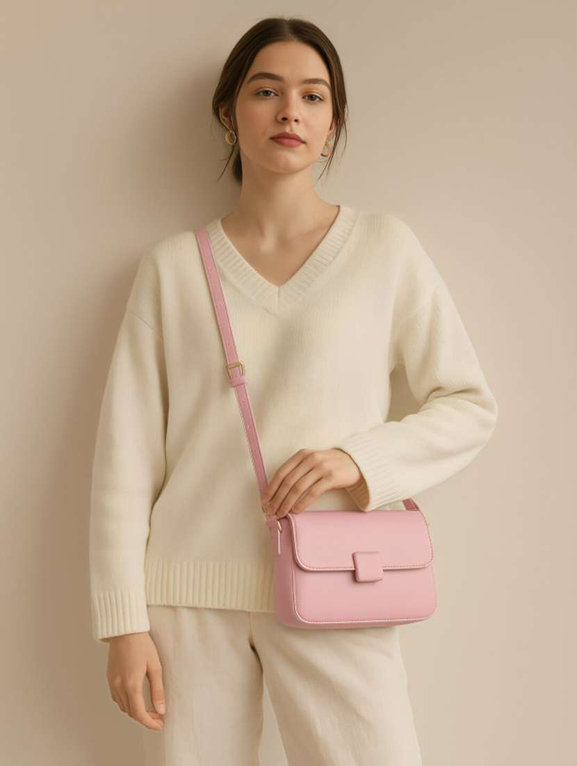 women solid pink shoulder bag - 22225207 -  Standard Image - 1