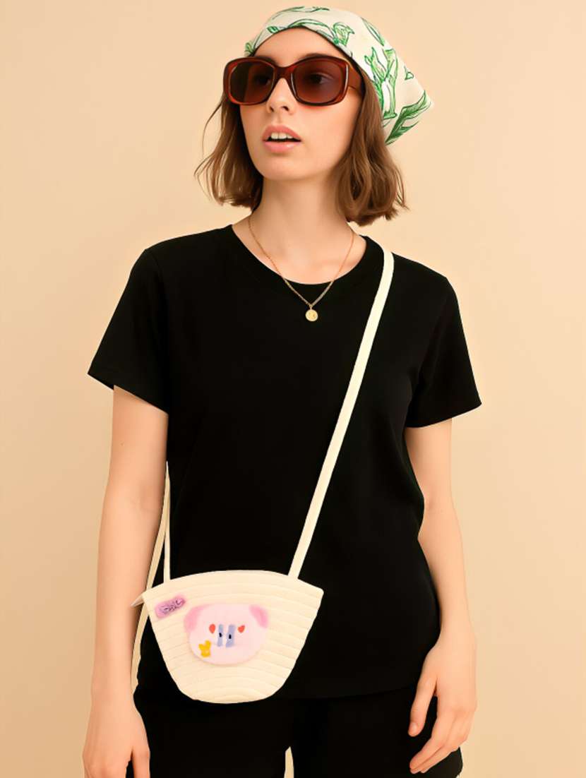 women jute sling bag with zip - 22225212 -  Standard Image - 1