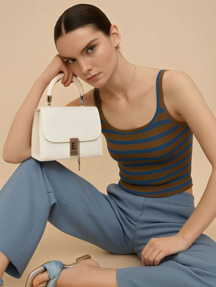 white structured classic handbag with strap - 22225213 -  Standard Image - 1