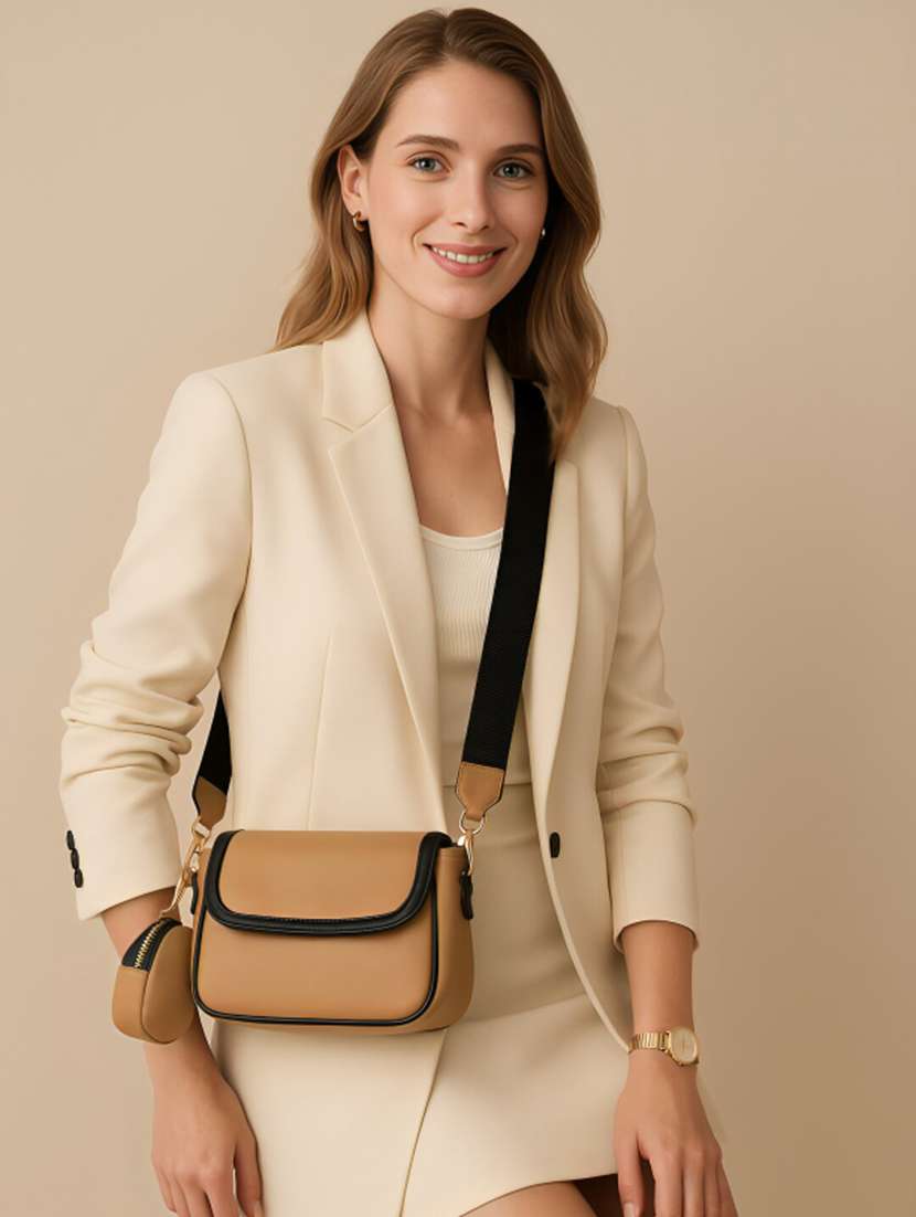 contrast sling bag with detachable mini pouch - 22225214 -  Standard Image - 1