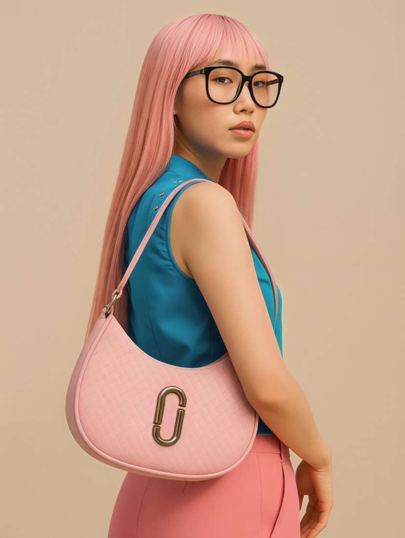 mauve faux leather hobo shoulder bag - 22225221 -  Standard Image - 1