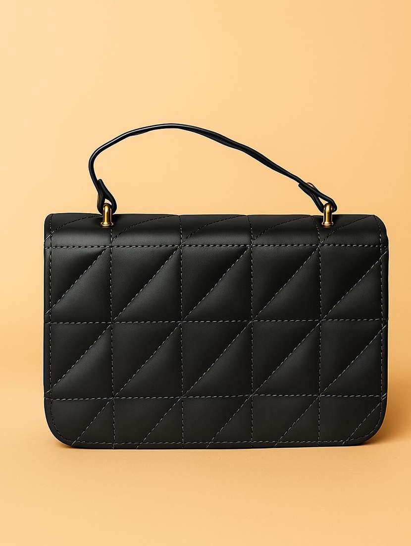 black quilted sling bag with detachable strap - 22225224 -  Standard Image - 4