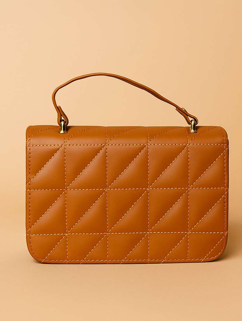 women quilted flap sling bag with twist lock - 22225225 -  Standard Image - 4