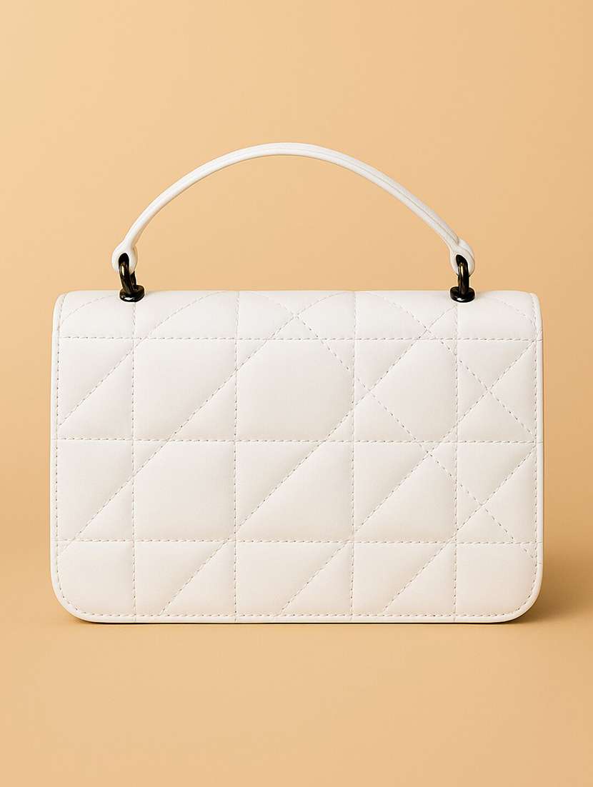 white quilted sling bag with twist clasp - 22225226 -  Standard Image - 4
