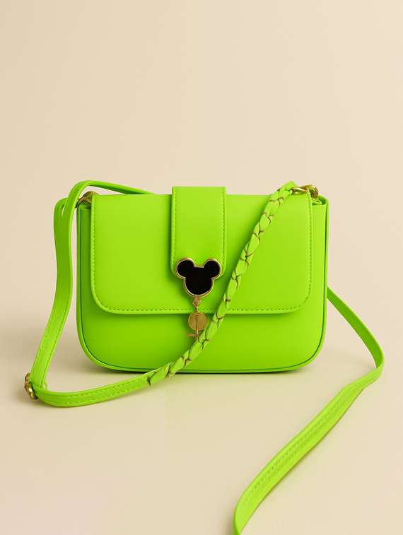 women neon green pu sling bag - 22225228 -  Standard Image - 4
