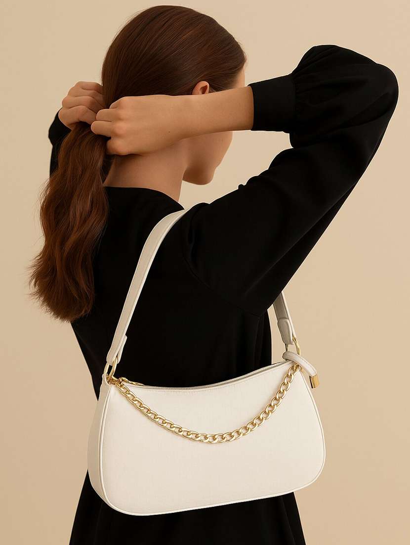 white sling bag with chain detail - 22225229 -  Standard Image - 1