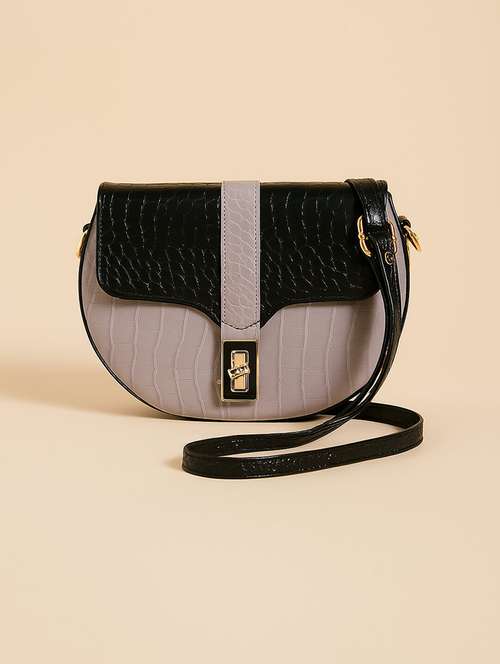 two-tonetextured sling bag with detachable strap - 22225230 -  Standard Image - 0