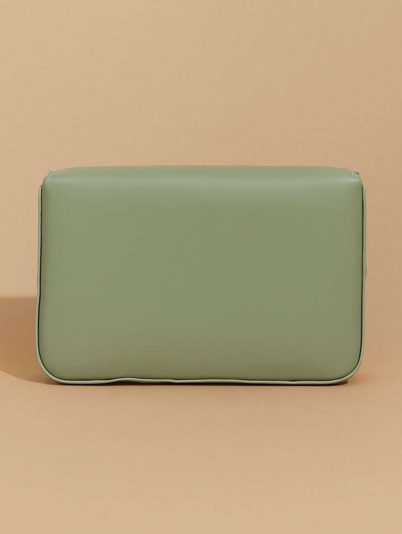 women's green sling bag with buckle closure - 22225238 -  Standard Image - 4