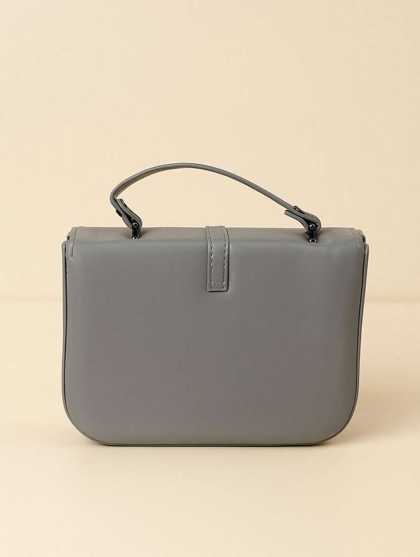 women grey pu sling bag with button closure - 22225240 -  Standard Image - 4