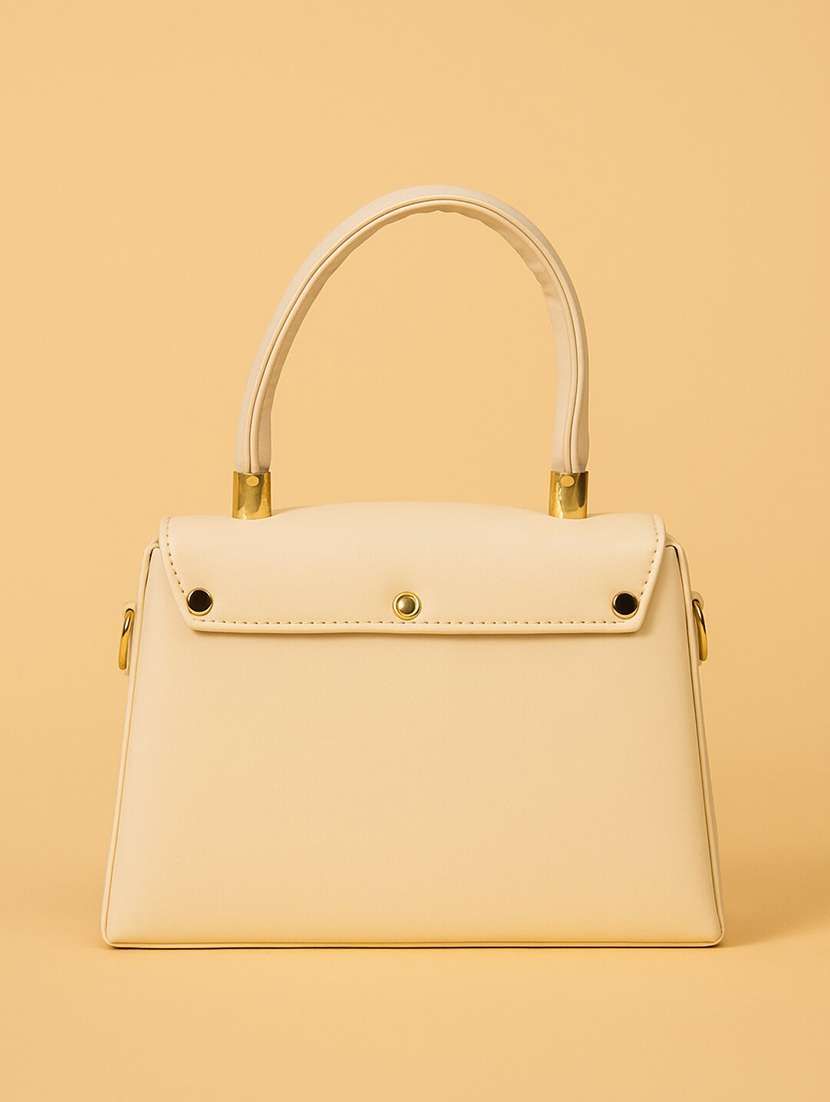 cream pu leather top handle handbag - 22225244 -  Standard Image - 4