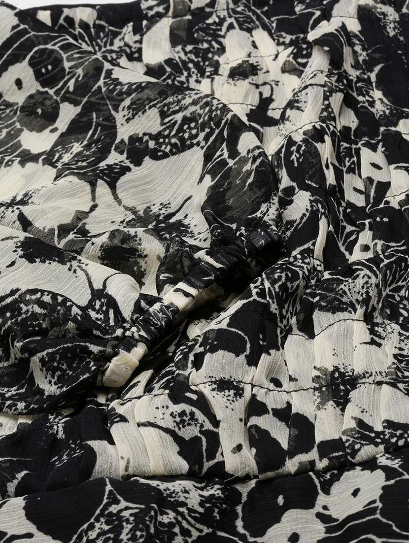 women printed puff sleeve fit & flare dress - 22225269 -  Standard Image - 6