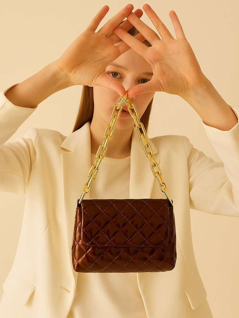 women solid quilted pu sling bag - 22225276 -  Standard Image - 1