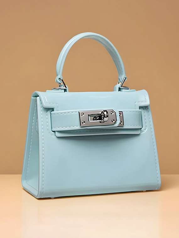 women solid structured pu sling bag