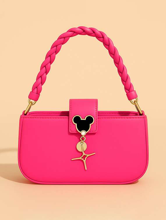 women solid pu structured shoulder bag