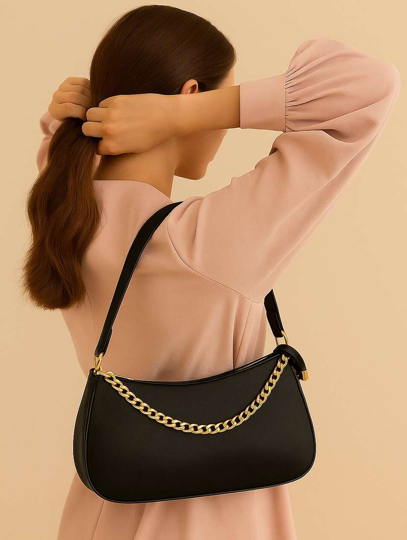 women solid pu structured shoulder bag - 22225314 -  Standard Image - 1