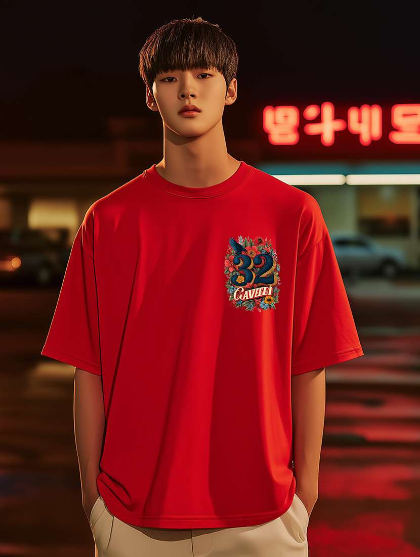 men front & back print short sleeve oversized t-shirt - 22225348 -  Standard Image - 1