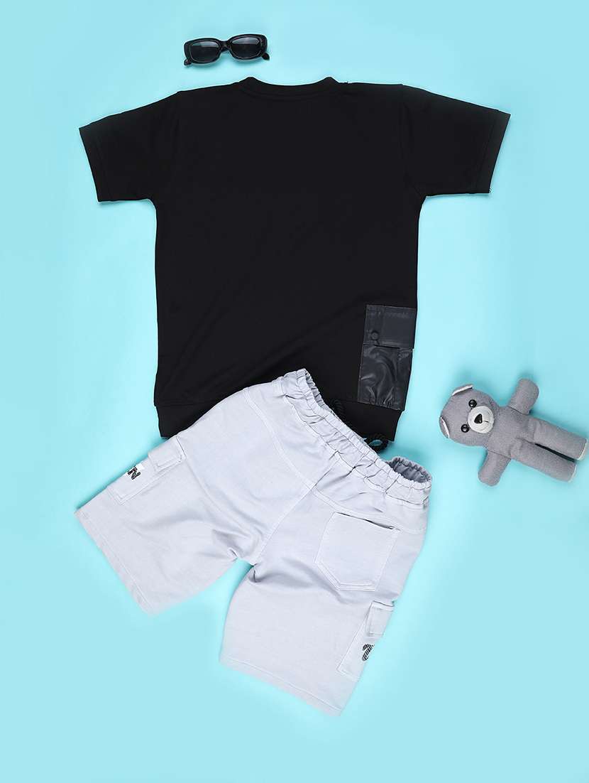kids solid shorts & t-shirt co-ords set - 22226058 -  Standard Image - 1