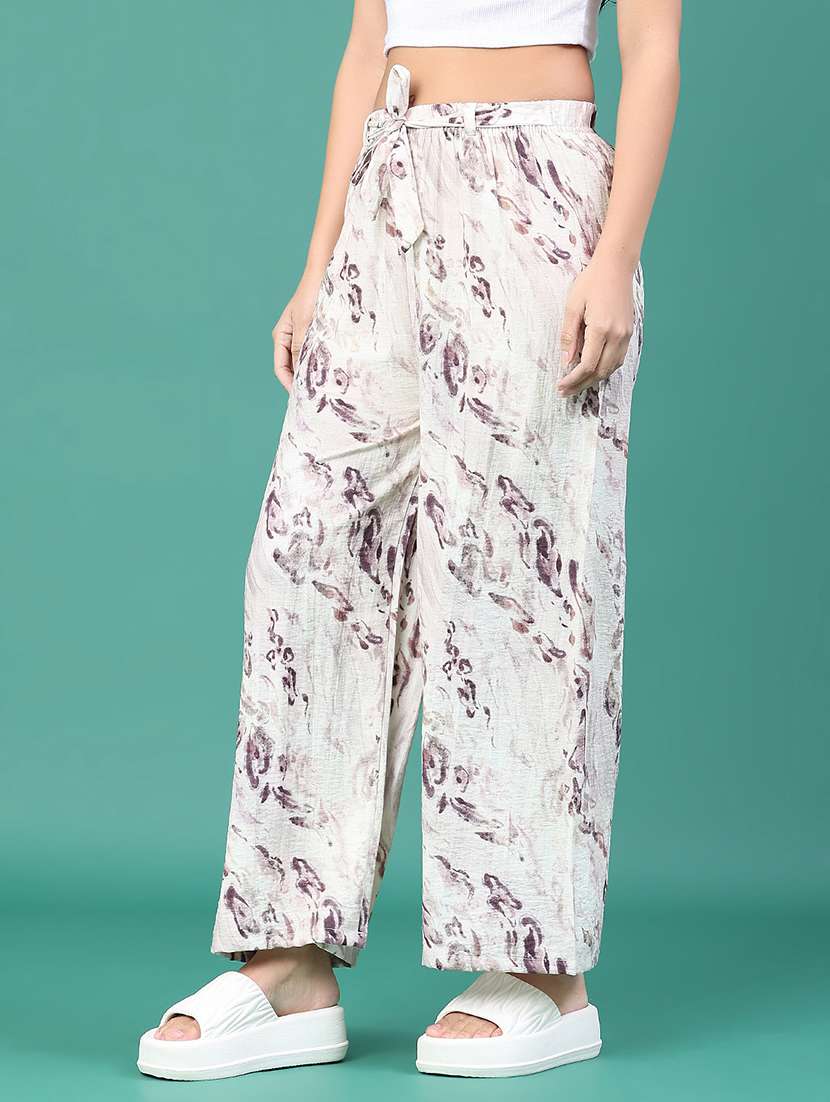 Women Printed Mid Rise Wide Leg Trouser - 22226080 -  Standard Image - 1