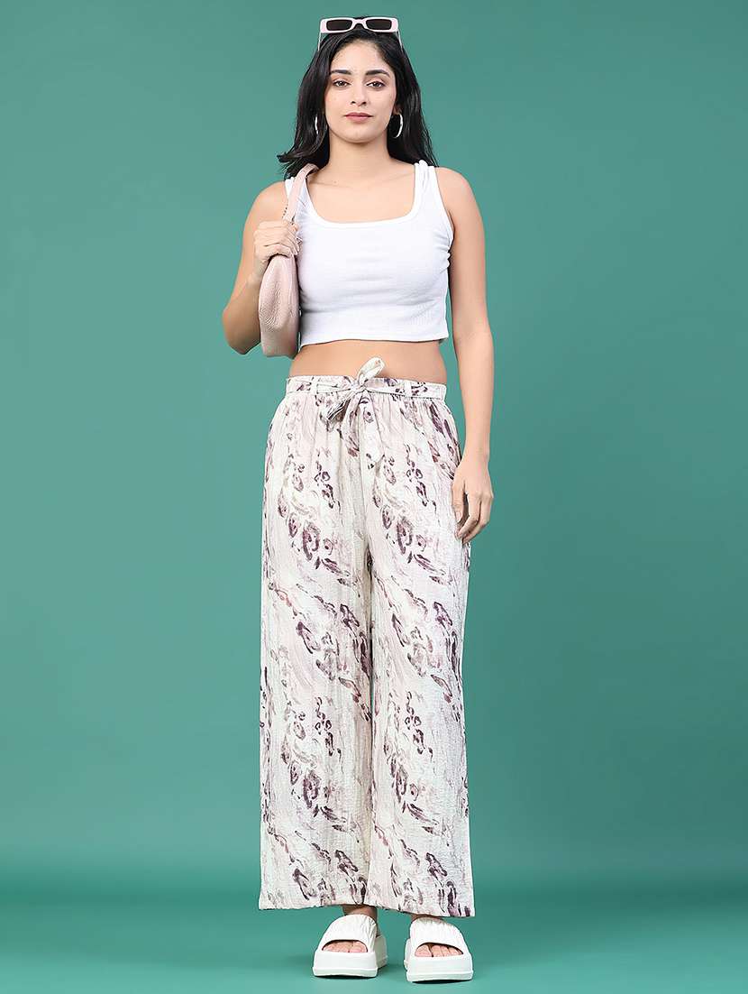 Women Printed Mid Rise Wide Leg Trouser - 22226080 -  Standard Image - 4
