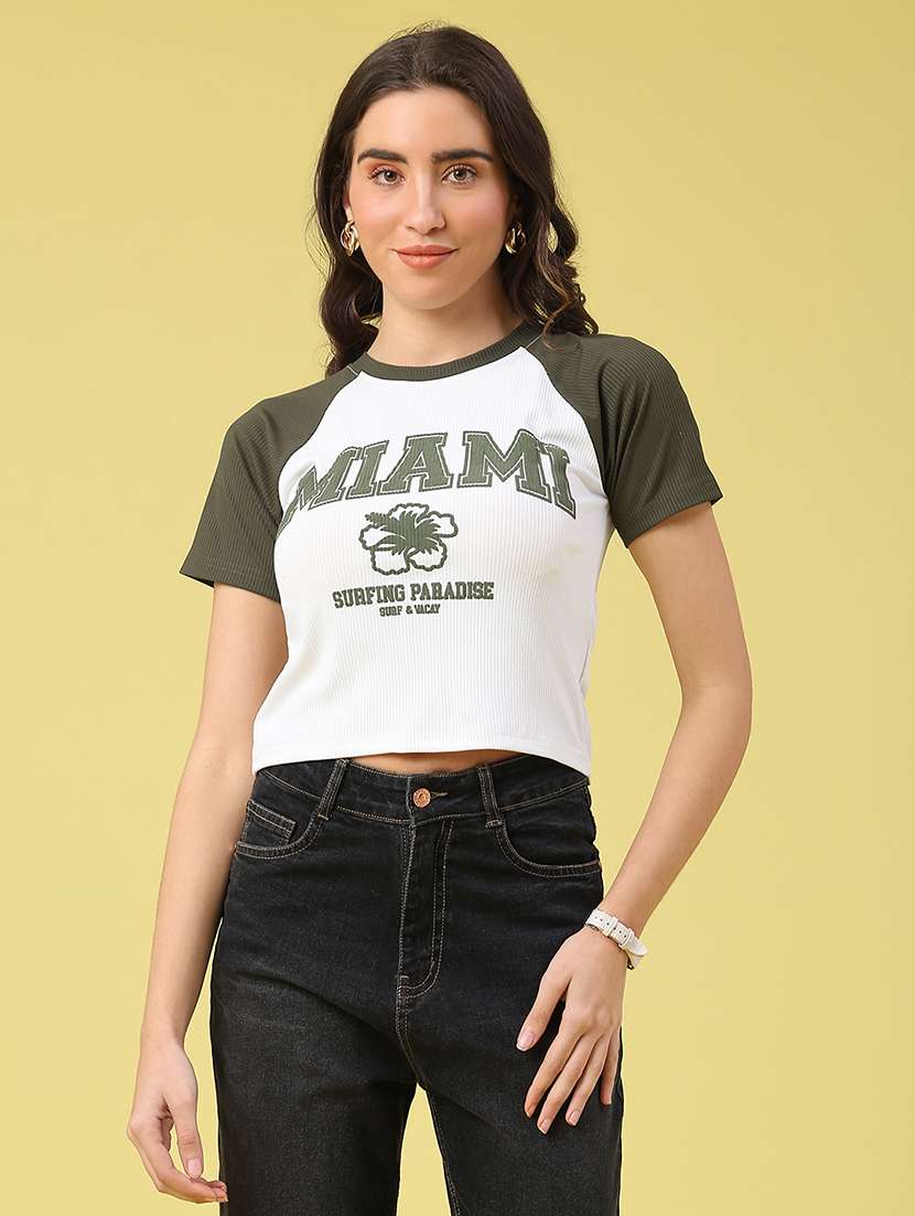 women printed short sleeve crop t-shirt - 22226085 -  Standard Image - 1