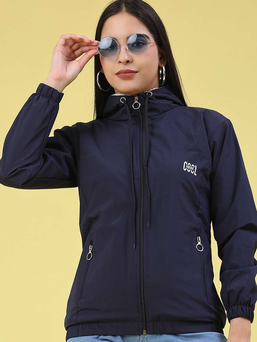 women solid long sleeve quilted jacket