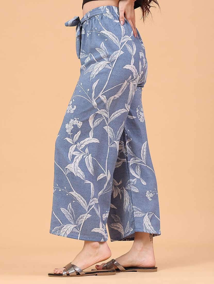 women printed mid rise wide leg trouser - 22226184 -  Standard Image - 1
