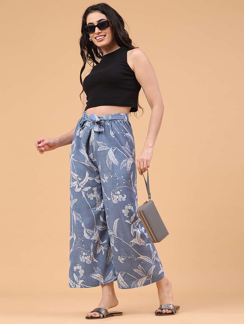 women printed mid rise wide leg trouser - 22226184 -  Standard Image - 4