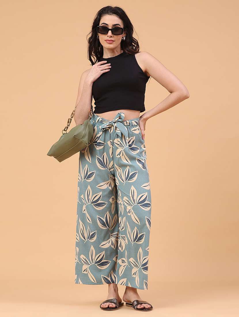 women printed mid rise wide leg trouser - 22226185 -  Standard Image - 4