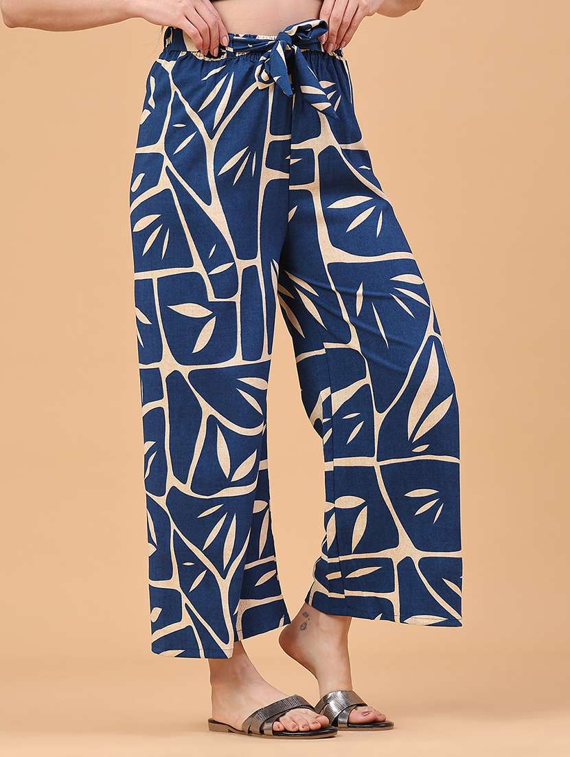 women printed mid rise wide leg trouser - 22226186 -  Standard Image - 1