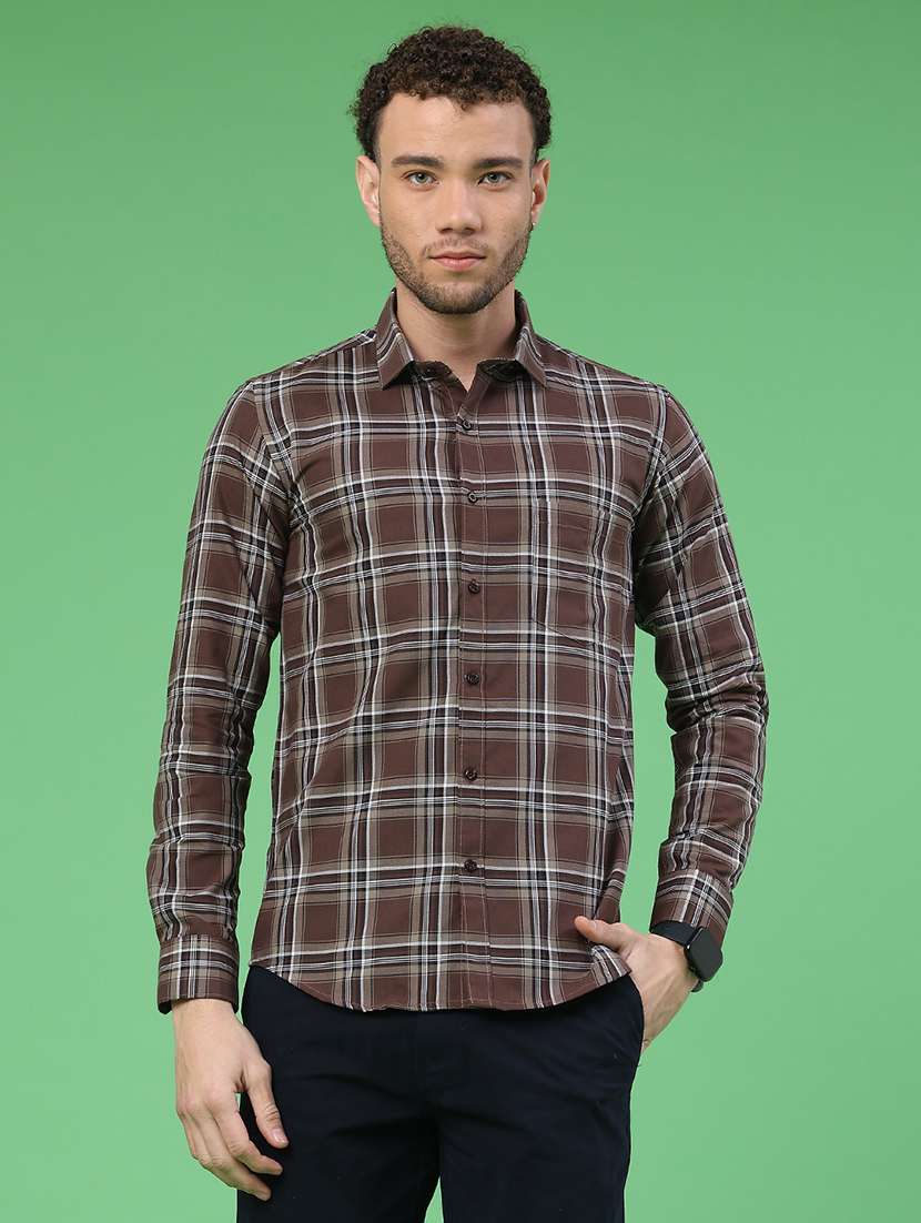 men checkered long sleeve slim fit casual shirt - 22226237 -  Standard Image - 1