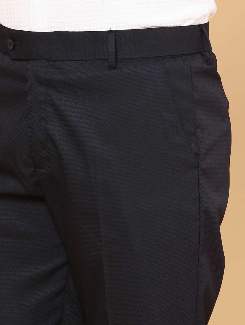 men black cotton flat front trousers formal trouser - 22226253 -  Standard Image - 1