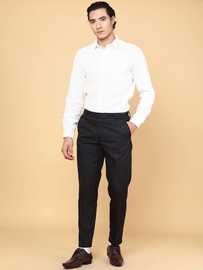 men black cotton flat front trousers formal trouser - 22226253 -  Standard Image - 4