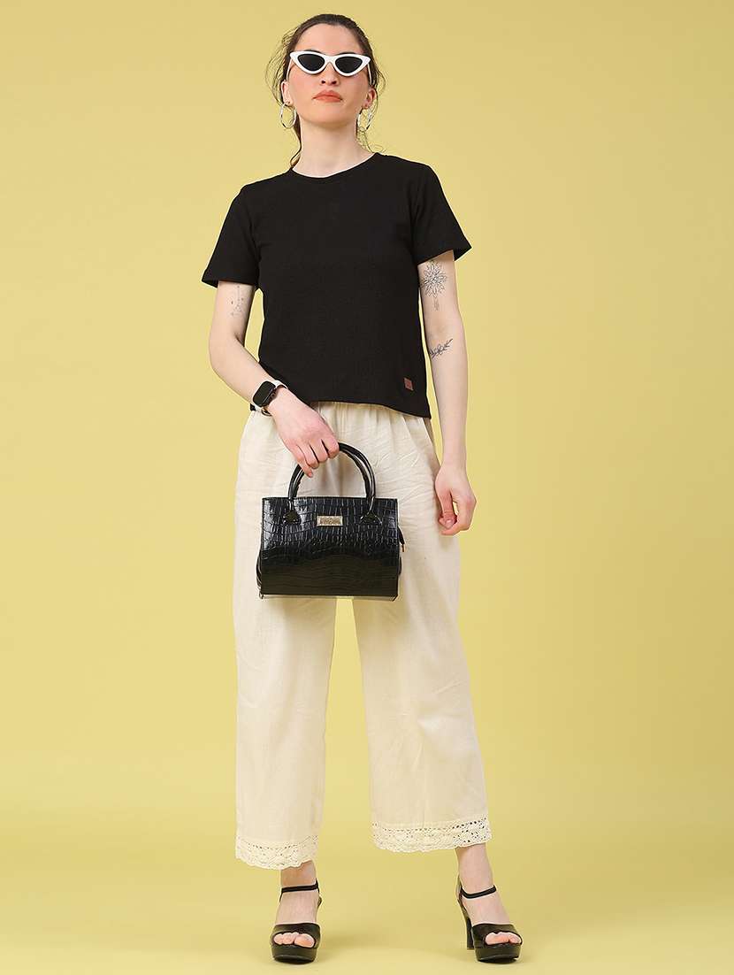 Women Solid Mid Rise Ankle Length Straight Pant - 22226283 -  Standard Image - 4