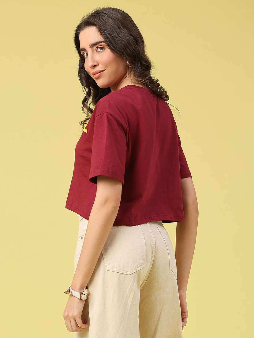 women printed short sleeve crop t-shirt - 22226333 -  Standard Image - 4