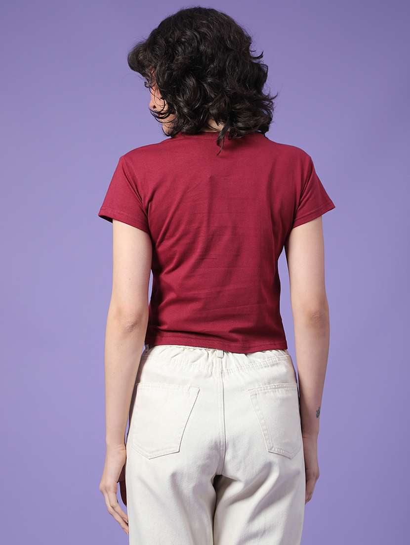 women printed short sleeve crop t-shirt - 22226334 -  Standard Image - 4