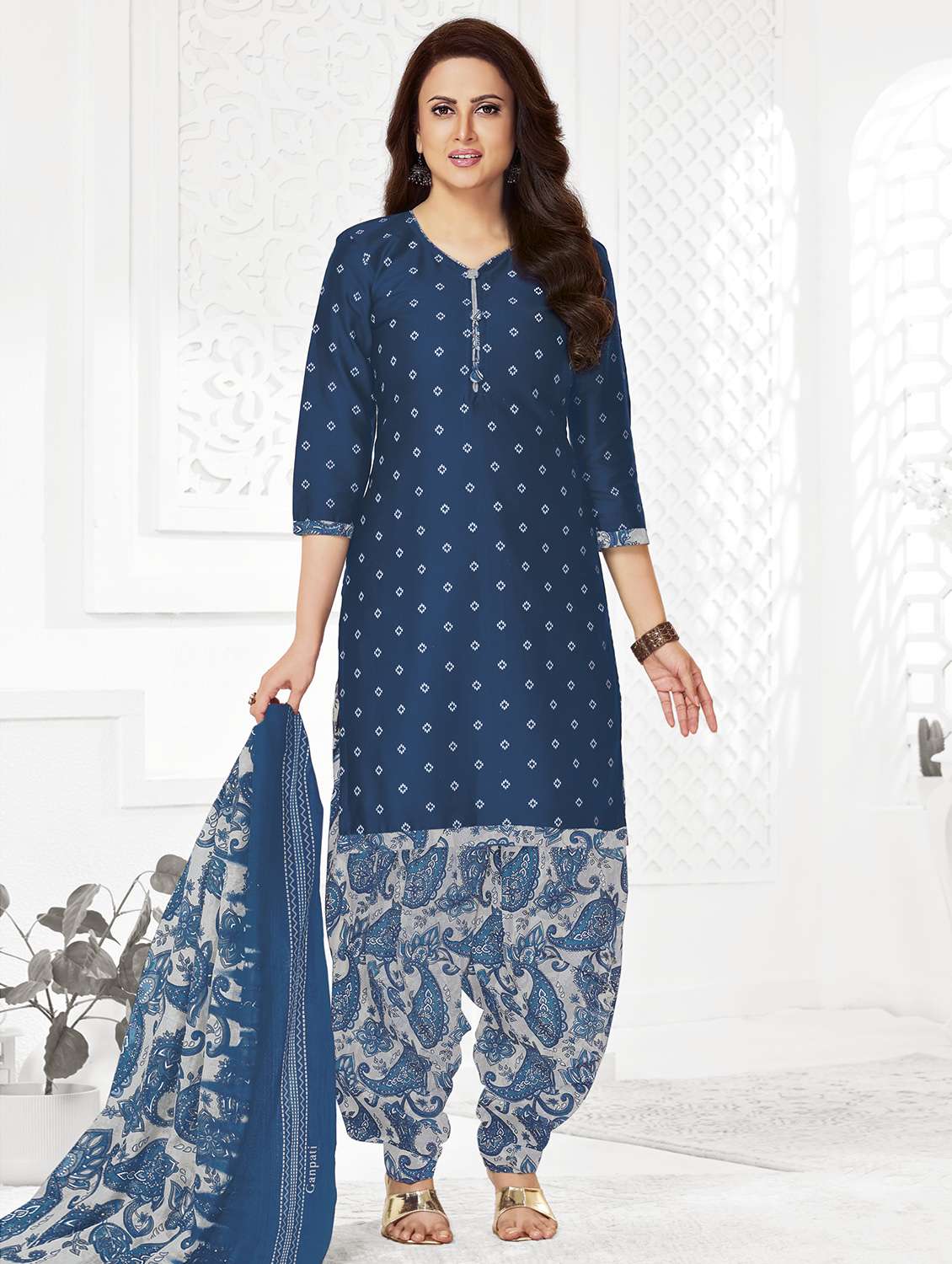 women printed unstitched salwar suit set