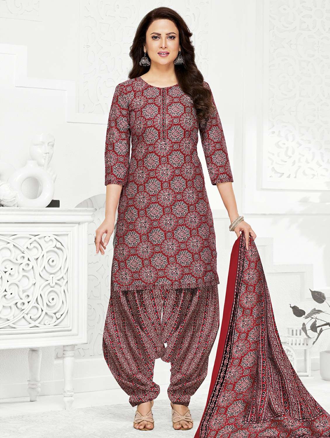 women printed unstitched salwar suit set