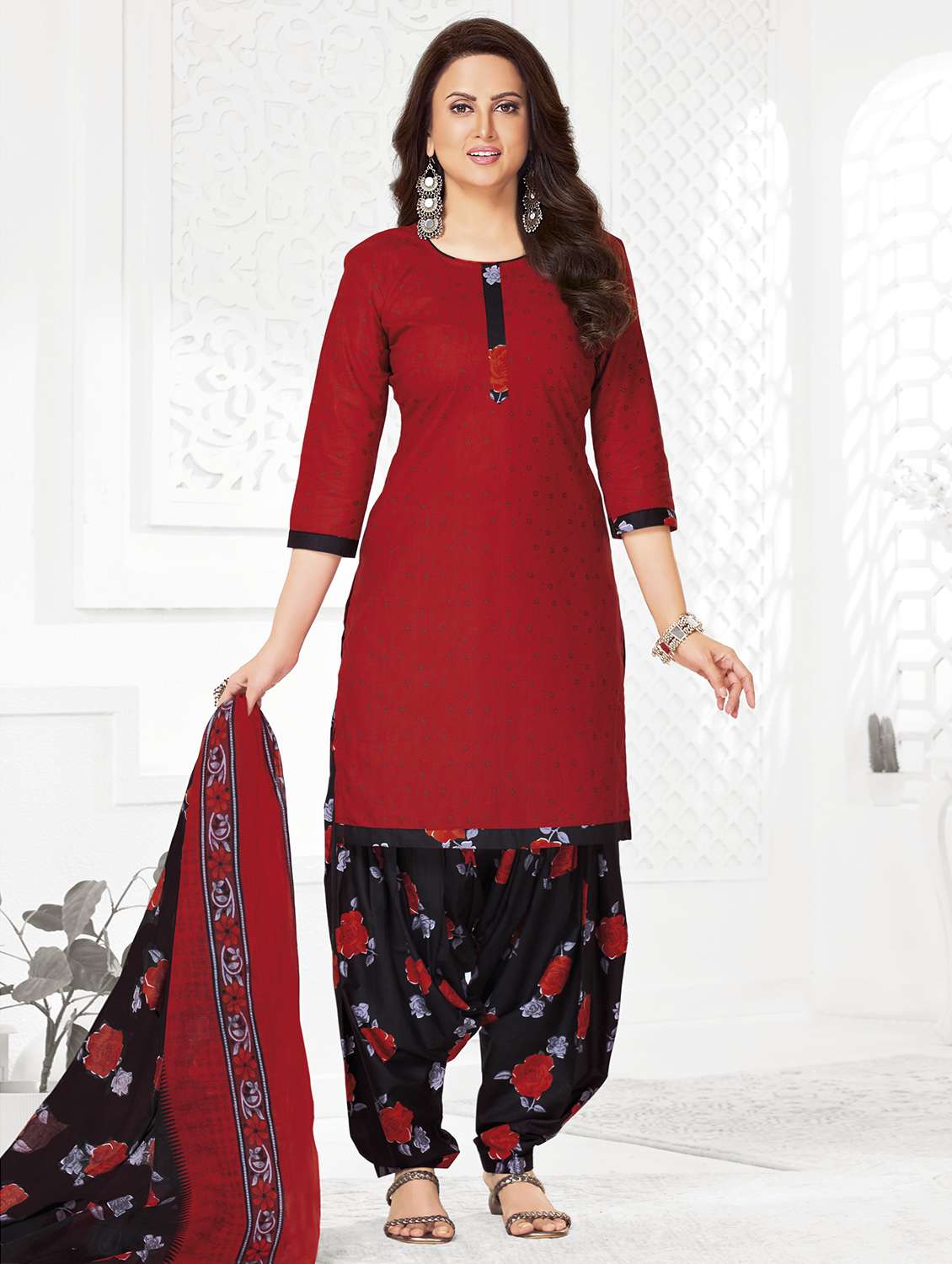 women printed unstitched salwar suit set