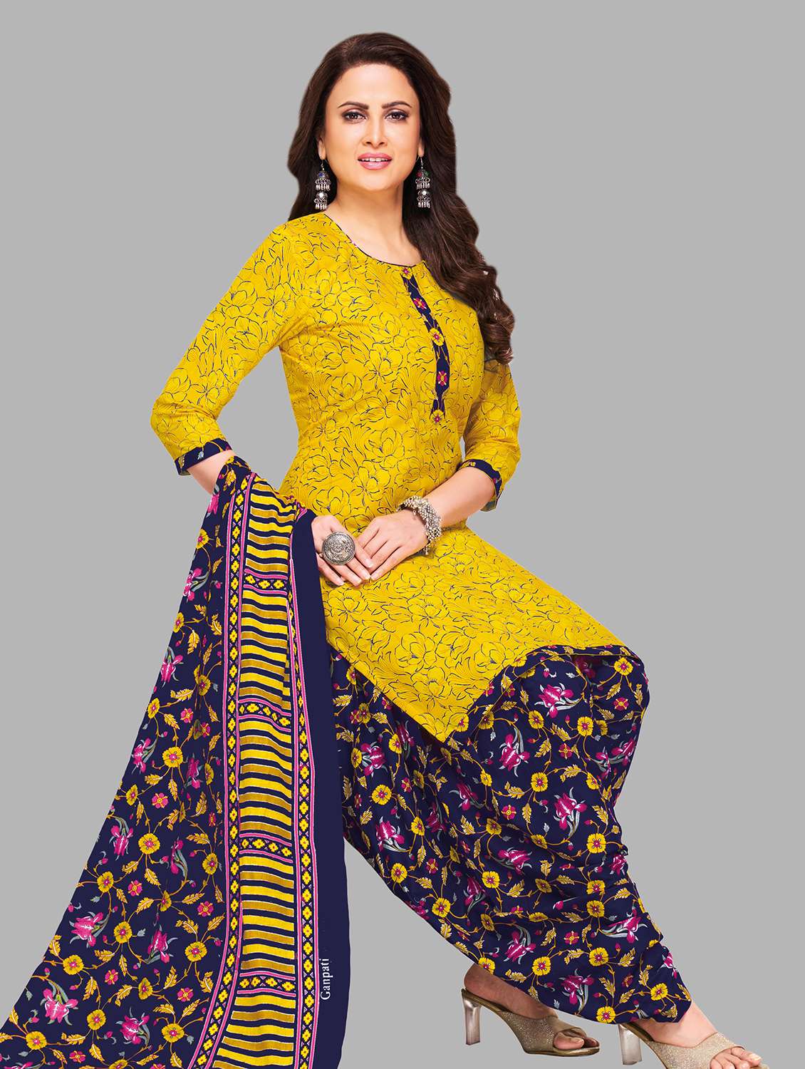 women printed unstitched suit set - 22226444 -  Standard Image - 1