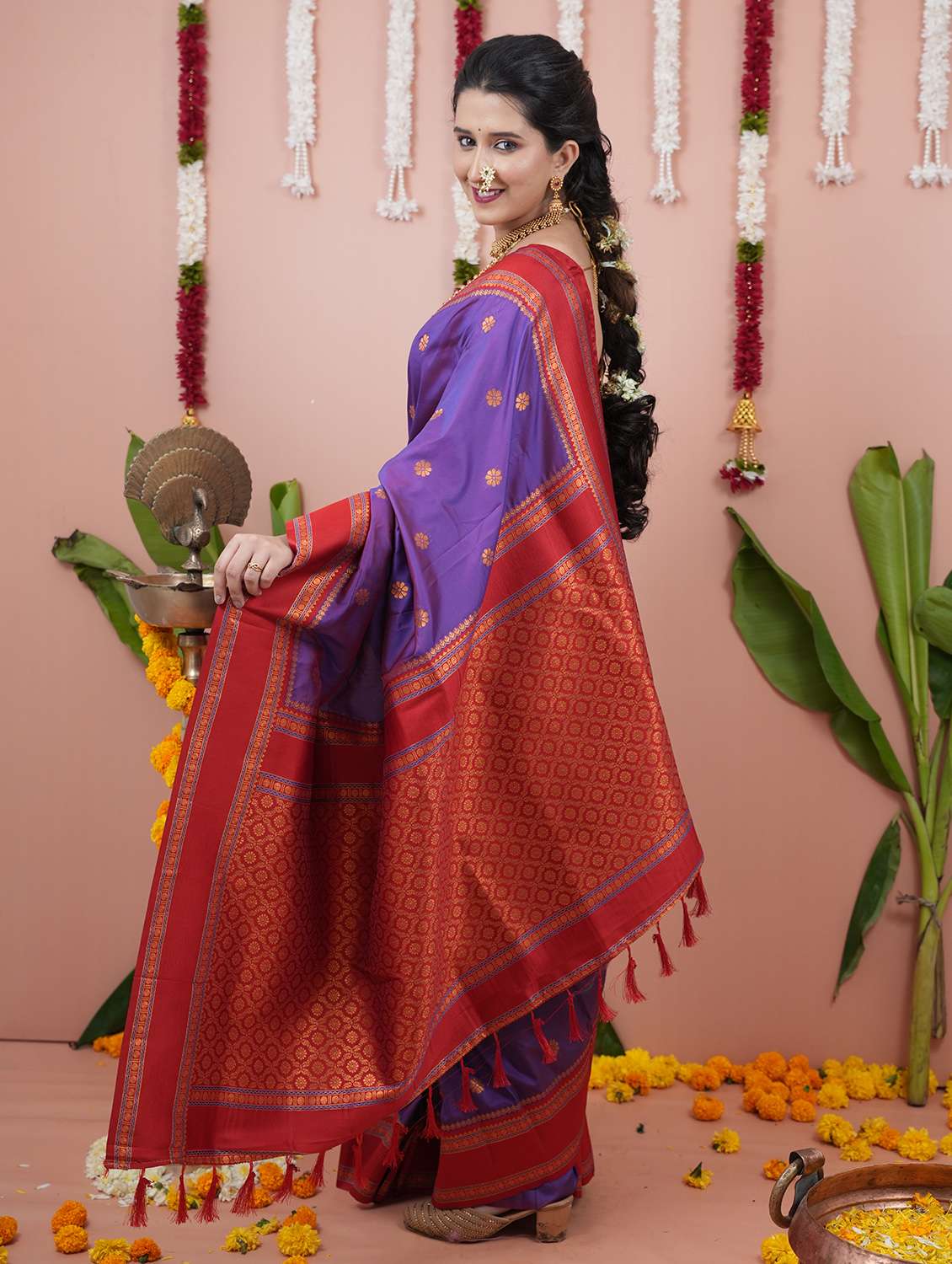 women self design nauvari saree with blouse - 22226498 -  Standard Image - 1