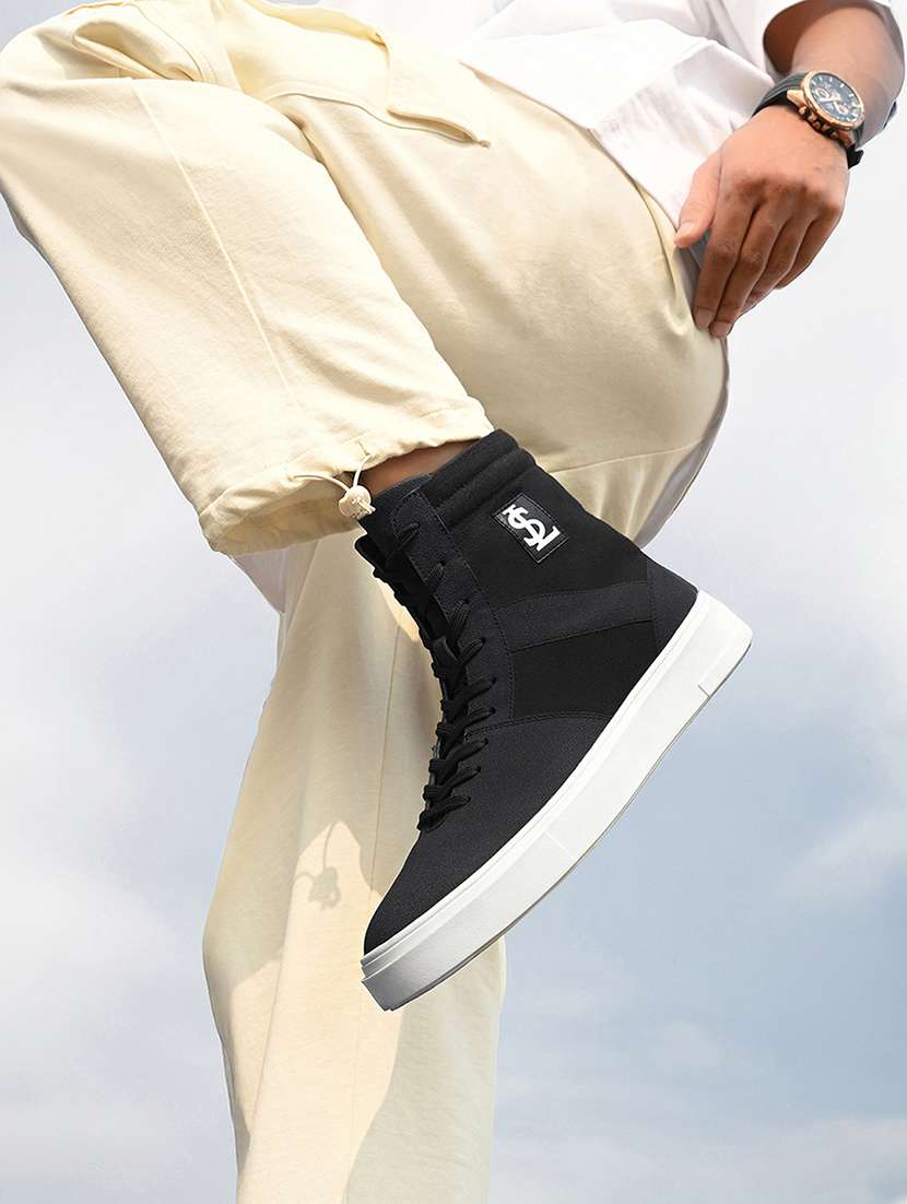 men black lace up high ankle sneaker - 22226509 -  Standard Image - 1