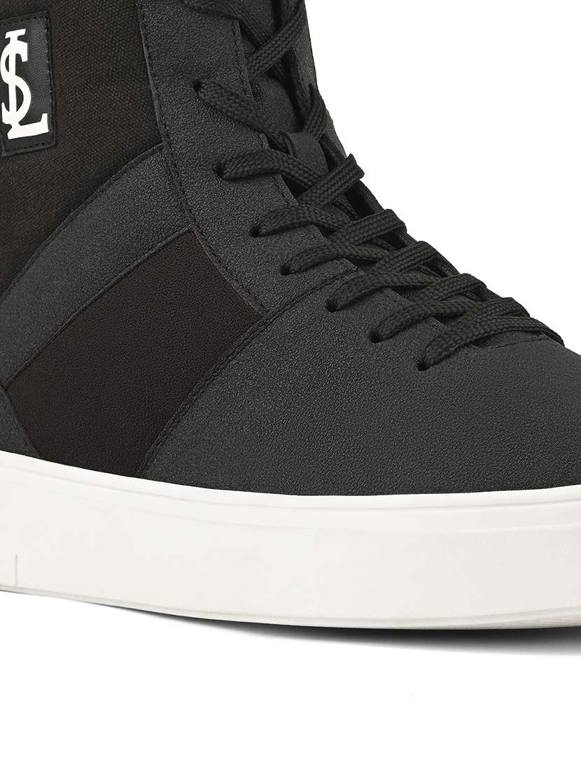 men black lace up high ankle sneaker - 22226509 -  Standard Image - 4