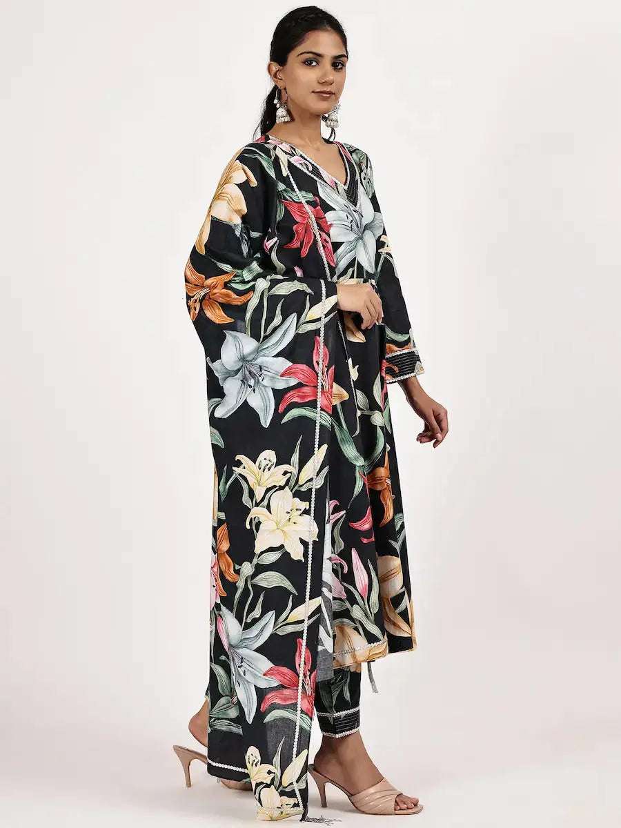 women floral long sleeve kurta pant with dupatta set - 22226547 -  Standard Image - 1