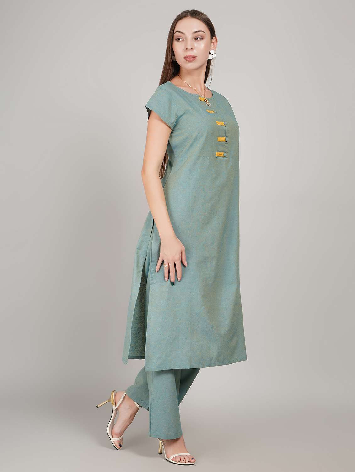 women solid short sleeve straight kurta - 22226603 -  Standard Image - 1