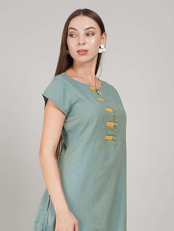 women solid short sleeve straight kurta - 22226603 -  Standard Image - 1