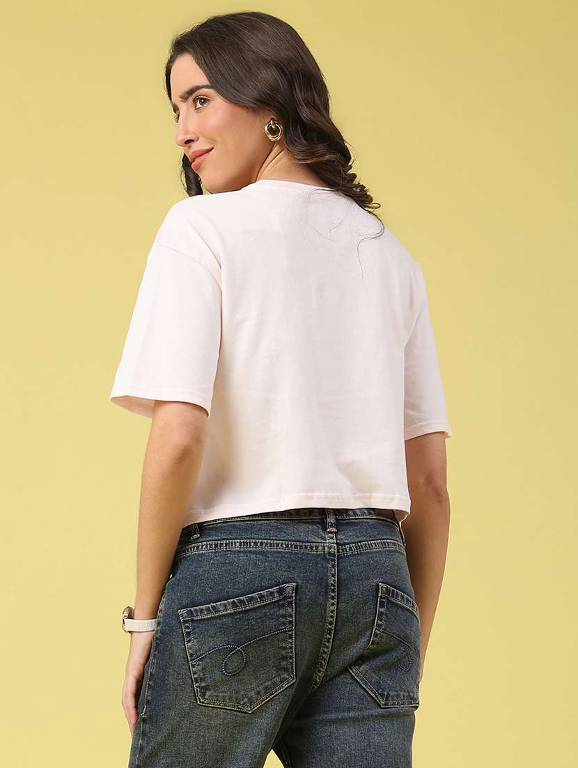 women printed short sleeve crop t-shirt - 22226612 -  Standard Image - 4