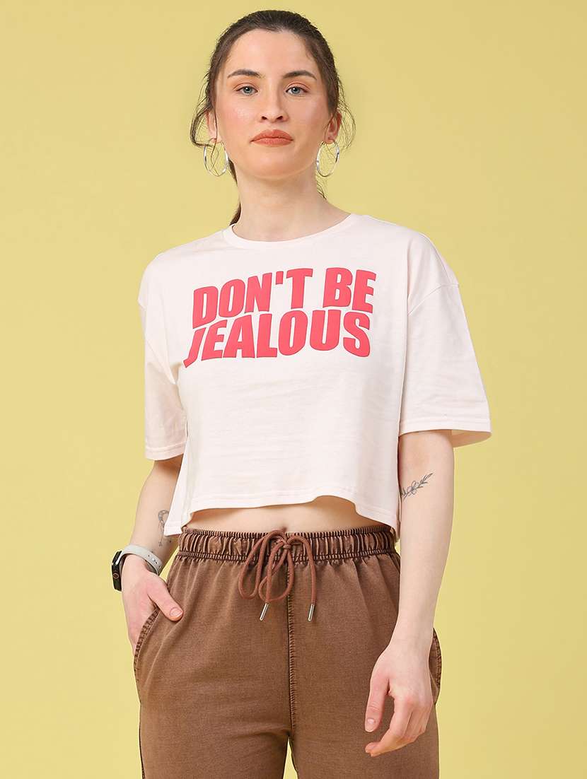 women printed short sleeve crop t-shirt - 22226613 -  Standard Image - 1